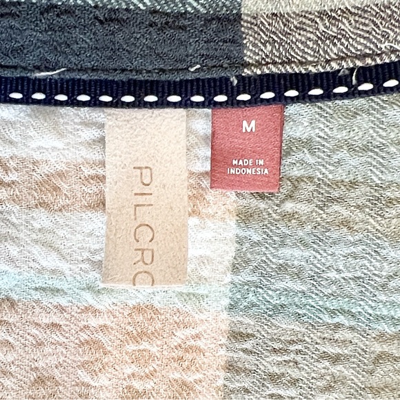 Anthropologie Pilcro Texture Plaid Button Down Tunic Shirt - Picture 4 of 5